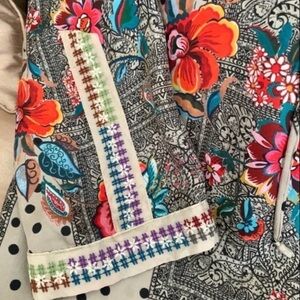 Johnny Was Silk Floral Dot Margot Tunic Blouse